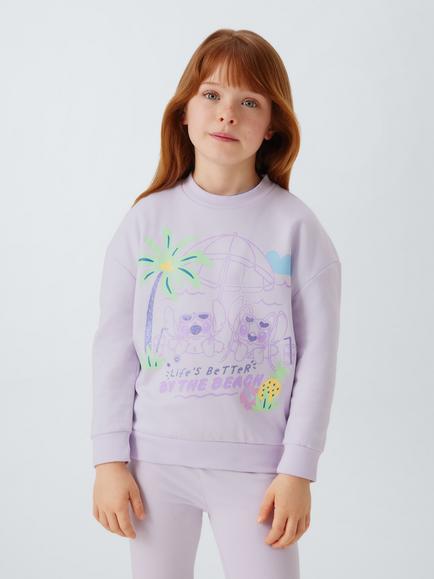 Brand Threads Kids' Disney Lilo & Stitch Sweatshirt and Trousers Set, Lilac, Lilac