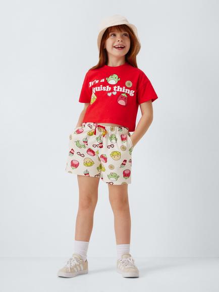 Brand Threads Kids' Squishmallows Summer Fruits T-Shirt and Shorts Set, Poppy Red - view 2, Poppy Red