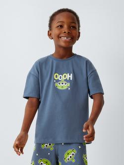 Brand Threads Kids' Disney Pixar Cotton Toy Story Short Pyjama Set, Vintage Indigo, Vintage Indigo