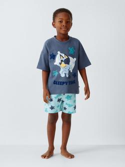 Brand Threads Kids' Cotton Bluey Short Pyjama Set, Vintage Indigo - view 2, Vintage Indigo