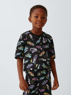 Brand Threads Kids' Cotton Hot Wheels Short Pyjama Set, Black, Black