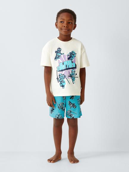 Brand Threads Kids' Cotton Lego Ninjago Short Pyjama Set, Sea Jet - view 2, Sea Jet