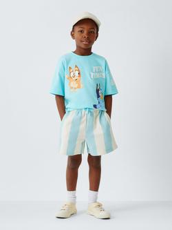 Brand Threads Kids' Bluey & Bingo Cotton T-Shirt & Shorts Set, Icy Morn - view 2, Icy Morn
