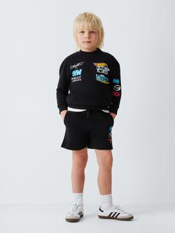 Brand Threads Kids' Hot Wheels Cotton Sweatshirt & Shorts Set, Black - view 2, Black