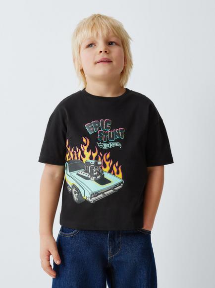 Brand Threads Kids' Cotton Hot Wheels T-Shirt, Black, Black