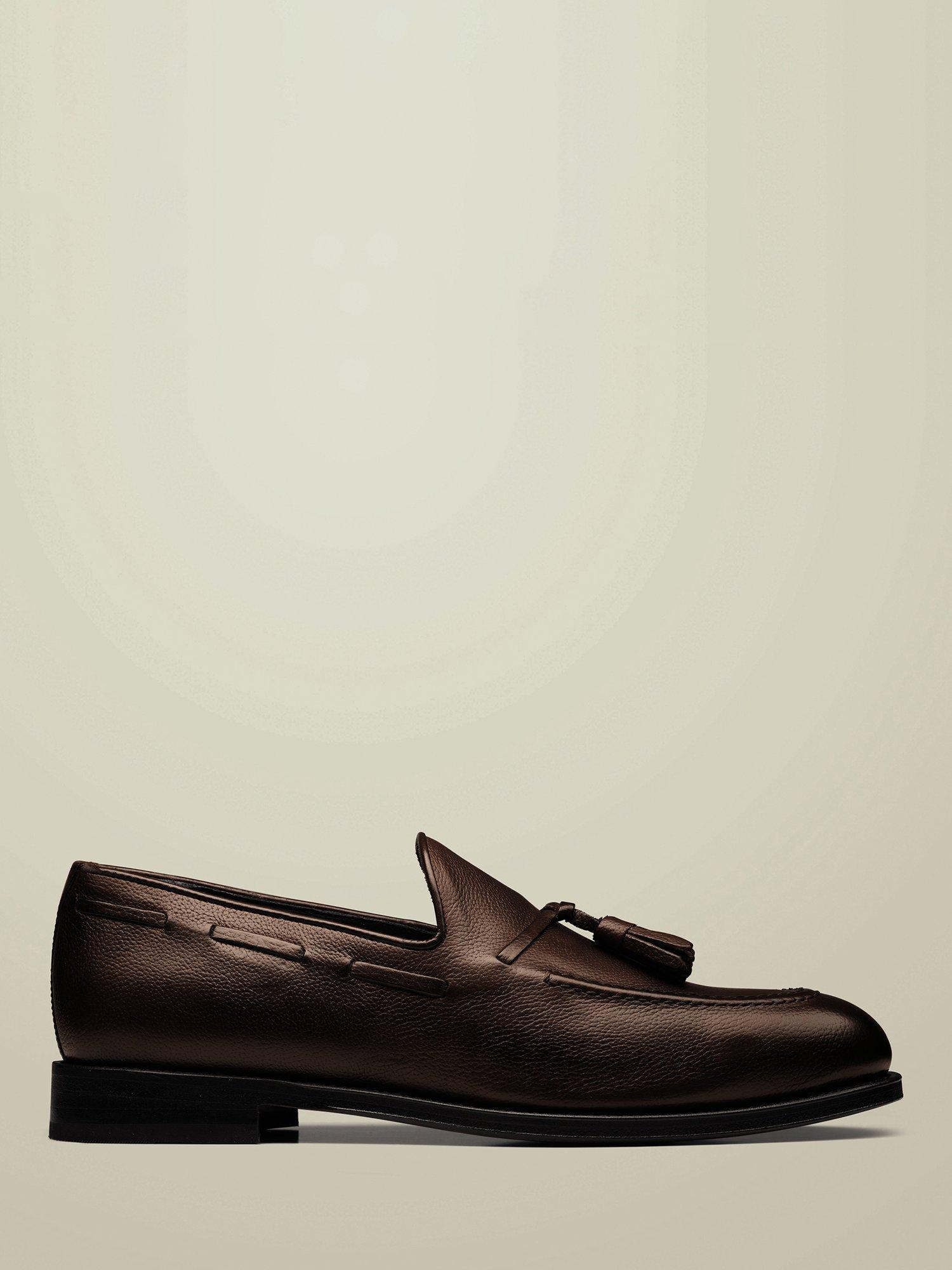Product image 1 of 4, which shows Charles Tyrwhitt Leather Tassel Loafers, Chocolate Brown, 7