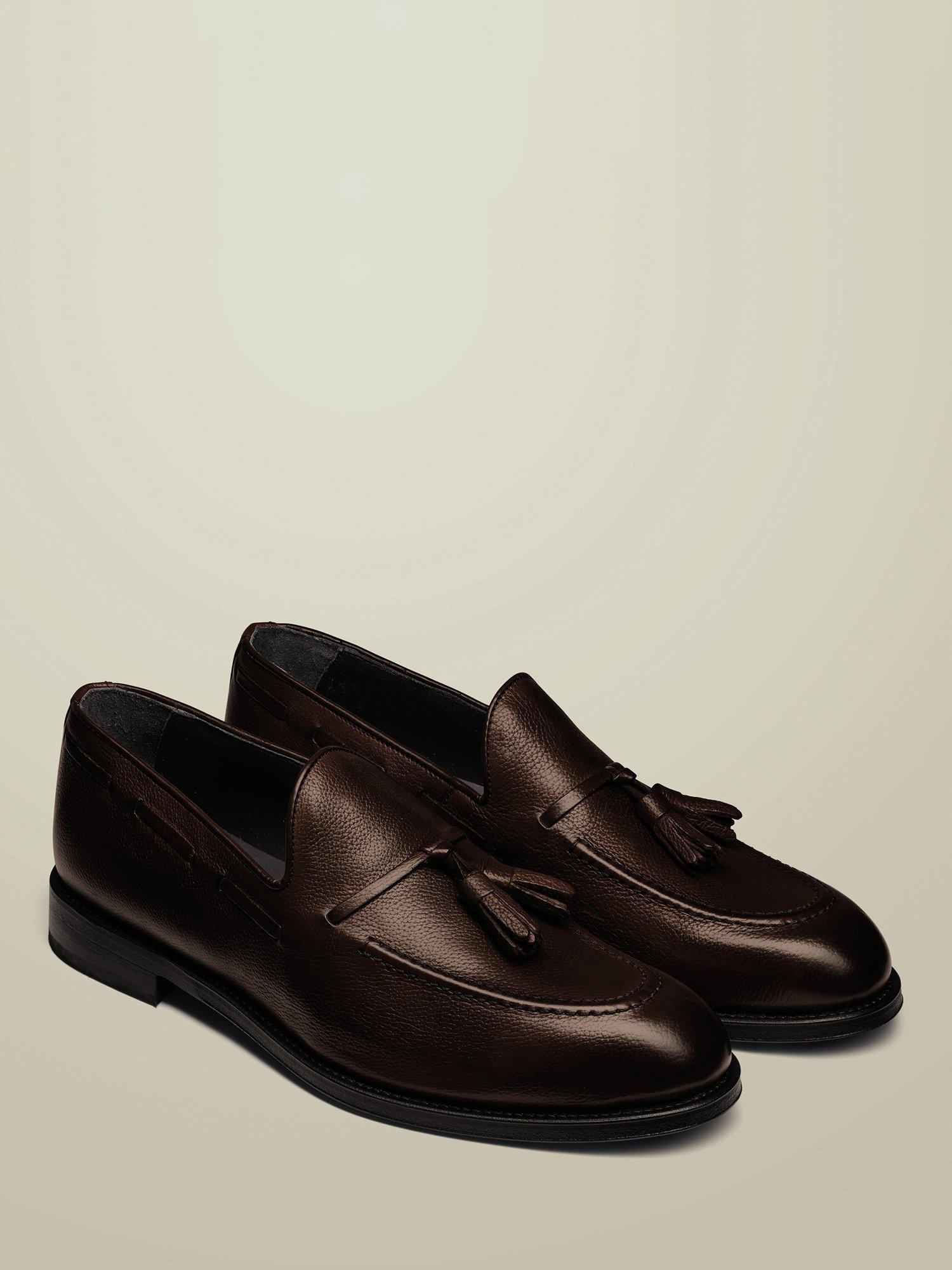 Product image 2 of 4, which shows Charles Tyrwhitt Leather Tassel Loafers, Chocolate Brown, 7
