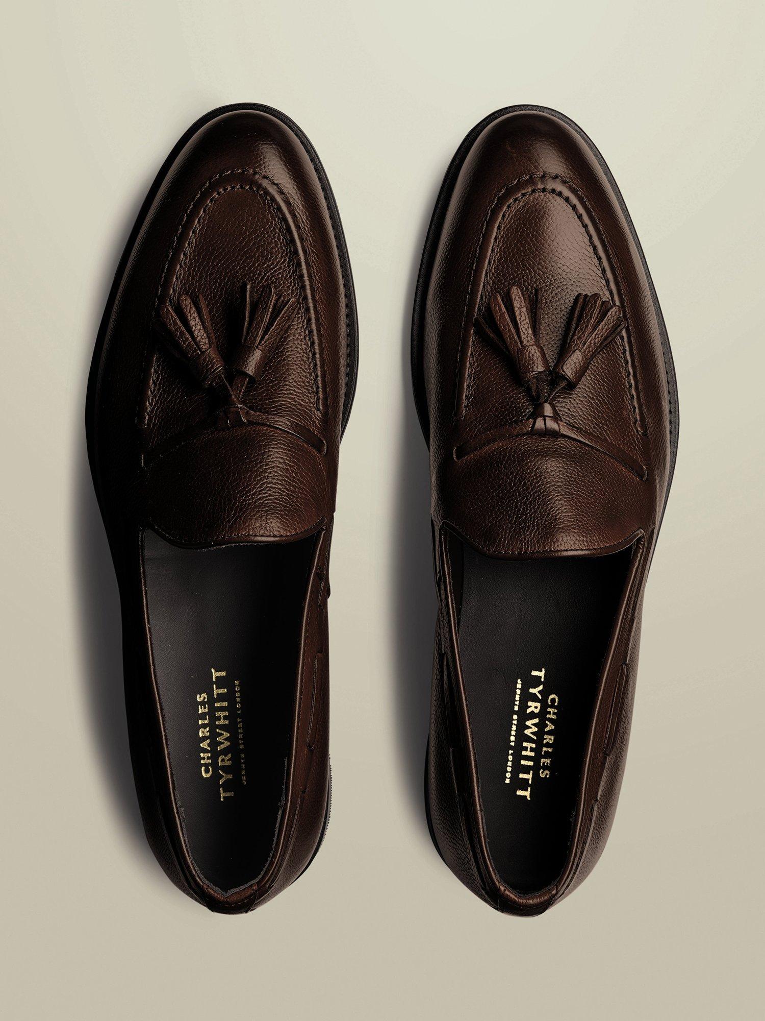 Product image 3 of 4, which shows Charles Tyrwhitt Leather Tassel Loafers, Chocolate Brown, 7
