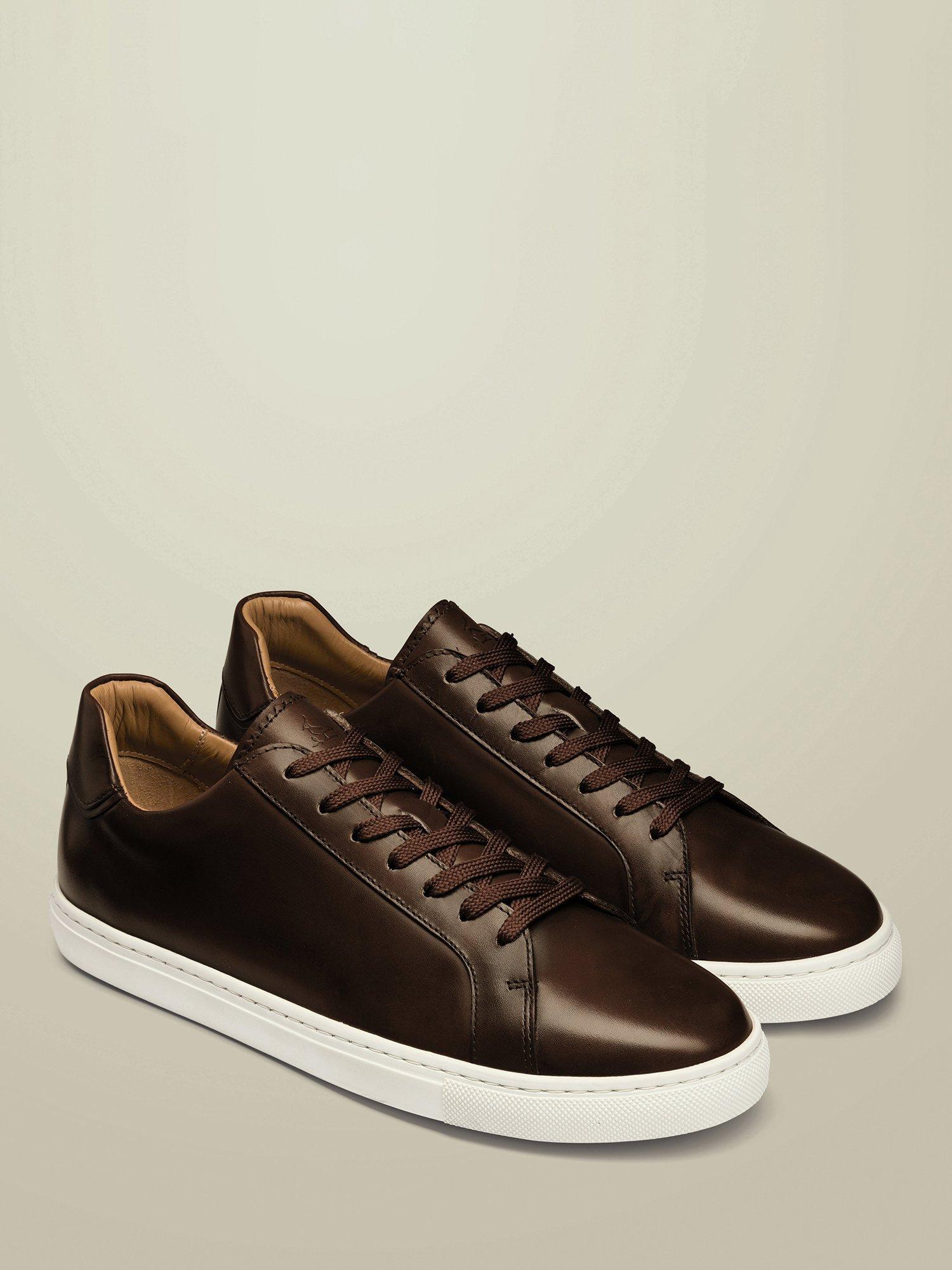 Product image 2 of 4, which shows Charles Tyrwhitt Lace Up Leather Trainers, Walnut Brown, 7