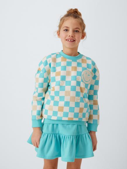 Brand Threads Kids' Smiley World Sweatshirt and Skirt Set, Tibetan Stone, Tibetan Stone