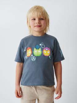 Brand Threads Kids' Cotton Iron Man & Friends T-Shirt, Vintage Indigo, Vintage Indigo