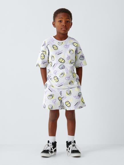 Brand Threads Kids' Marvel T-Shirt & Shorts Set, Grey Marl - view 2, Grey Marl