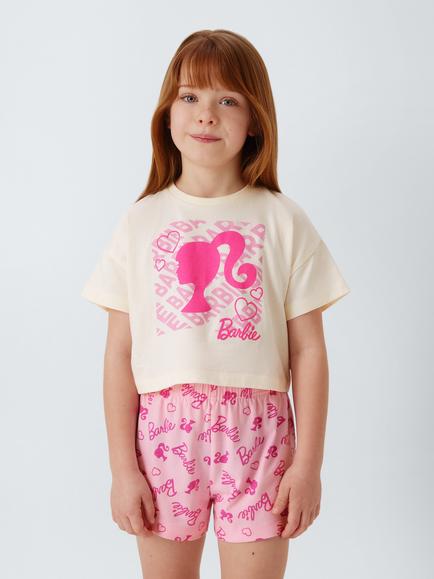 Brand Threads Kids' Barbie Short Pyjama Set, Pink, Pink
