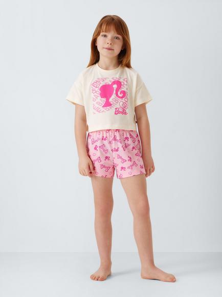 Brand Threads Kids' Barbie Short Pyjama Set, Pink - view 2, Pink