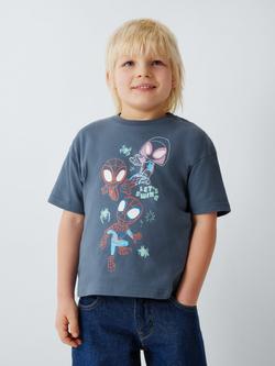 Brand Threads Kids' Marvel Spidey And His Amazing Friends T-Shirt, Vintage Indigo, Vintage Indigo