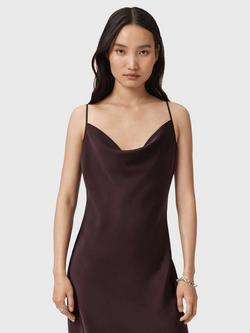 AllSaints Hadley Strappy Midi Dress, Oxblood Red, Oxblood Red