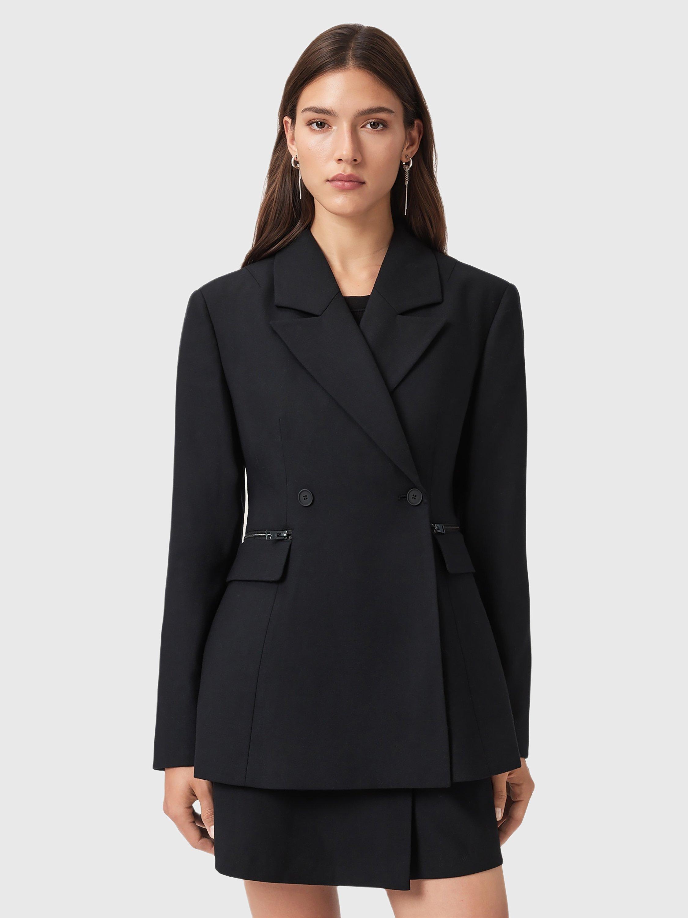 AllSaints Mimmie Wrap Wool Blend Blazer, Black