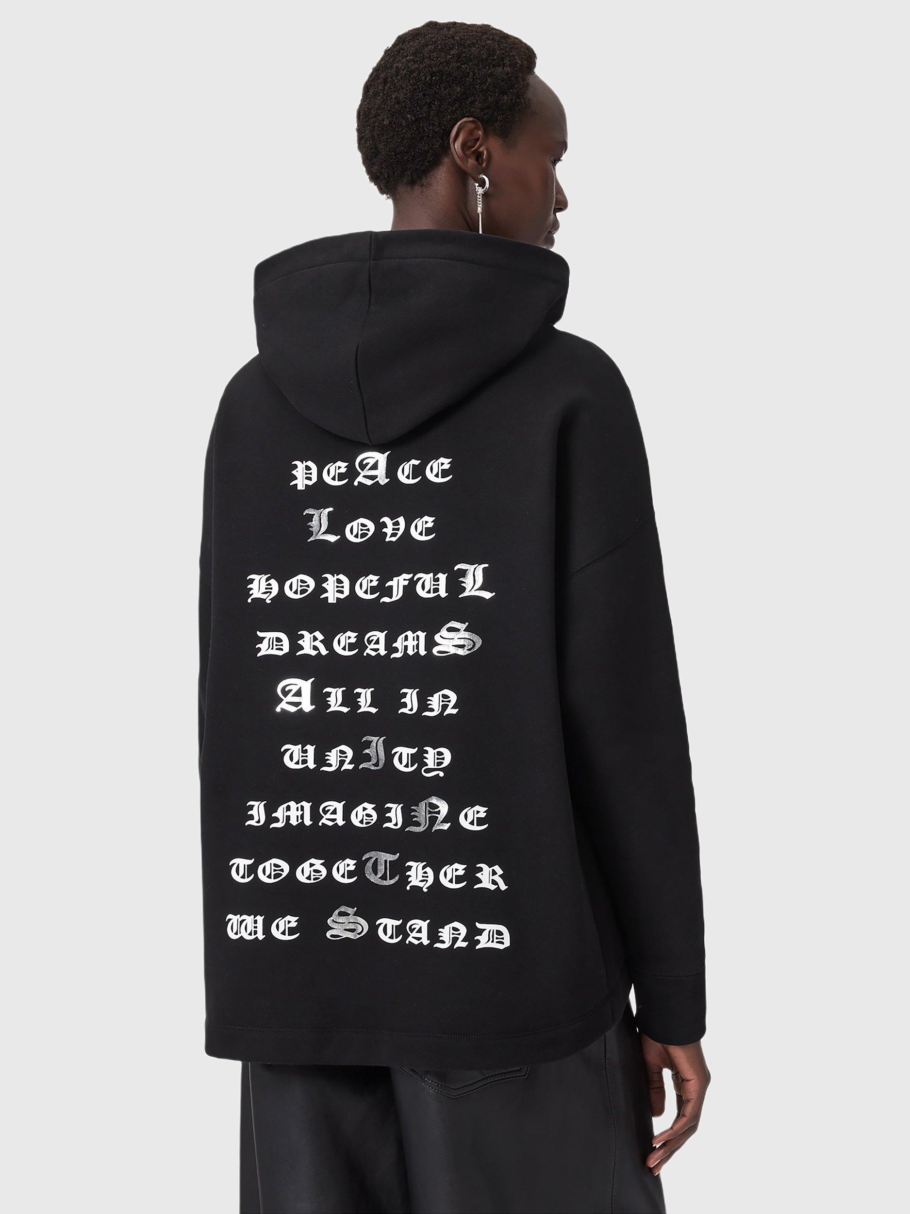 Product image 2 of 6, which shows AllSaints Vision Etie Graphic Back Hoodie, Black, L