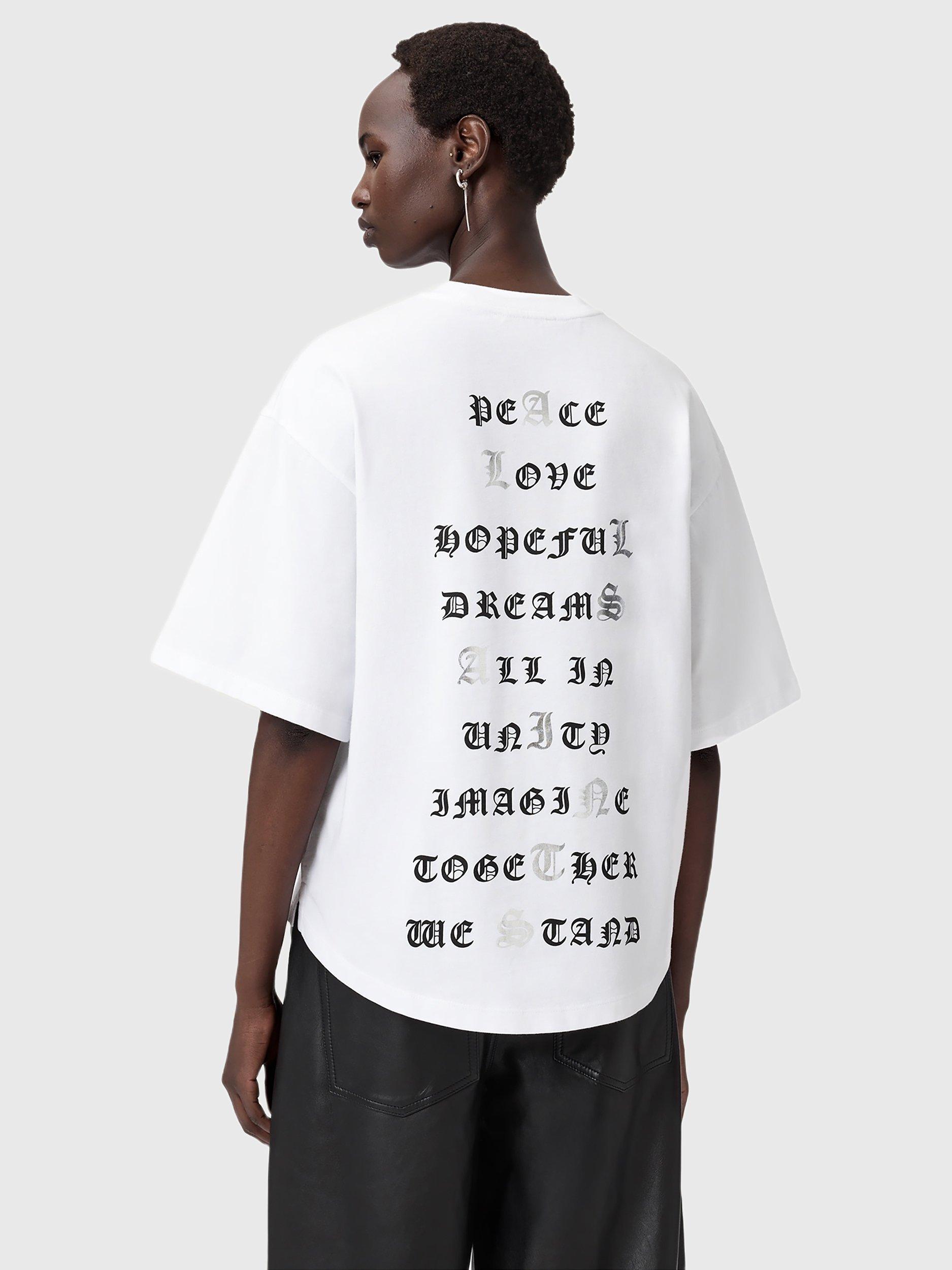 Product image 2 of 7, which shows AllSaints Vision Amelie Oversized T-Shirt, Optic White, XS