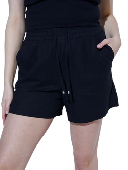Lovall Everyday Relaxed Fit Linen Blend Shorts, Black