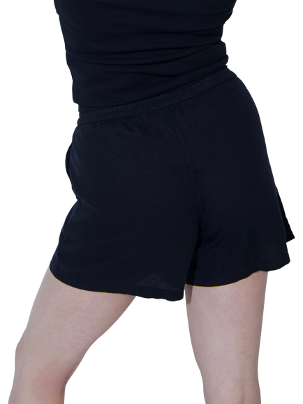 Lovall Everyday Relaxed Fit Linen Blend Shorts - view 2, Black
