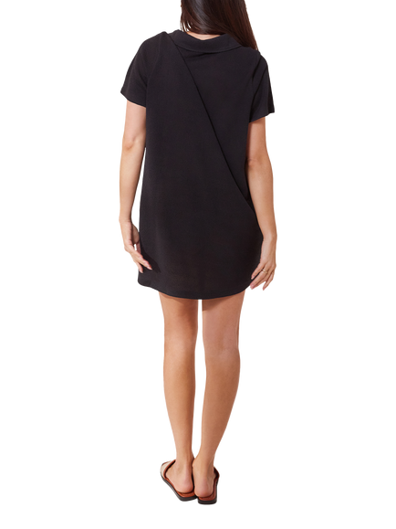 Lovall Collared Knit Mini Dress, Black Coffee - view 2, Black Coffee
