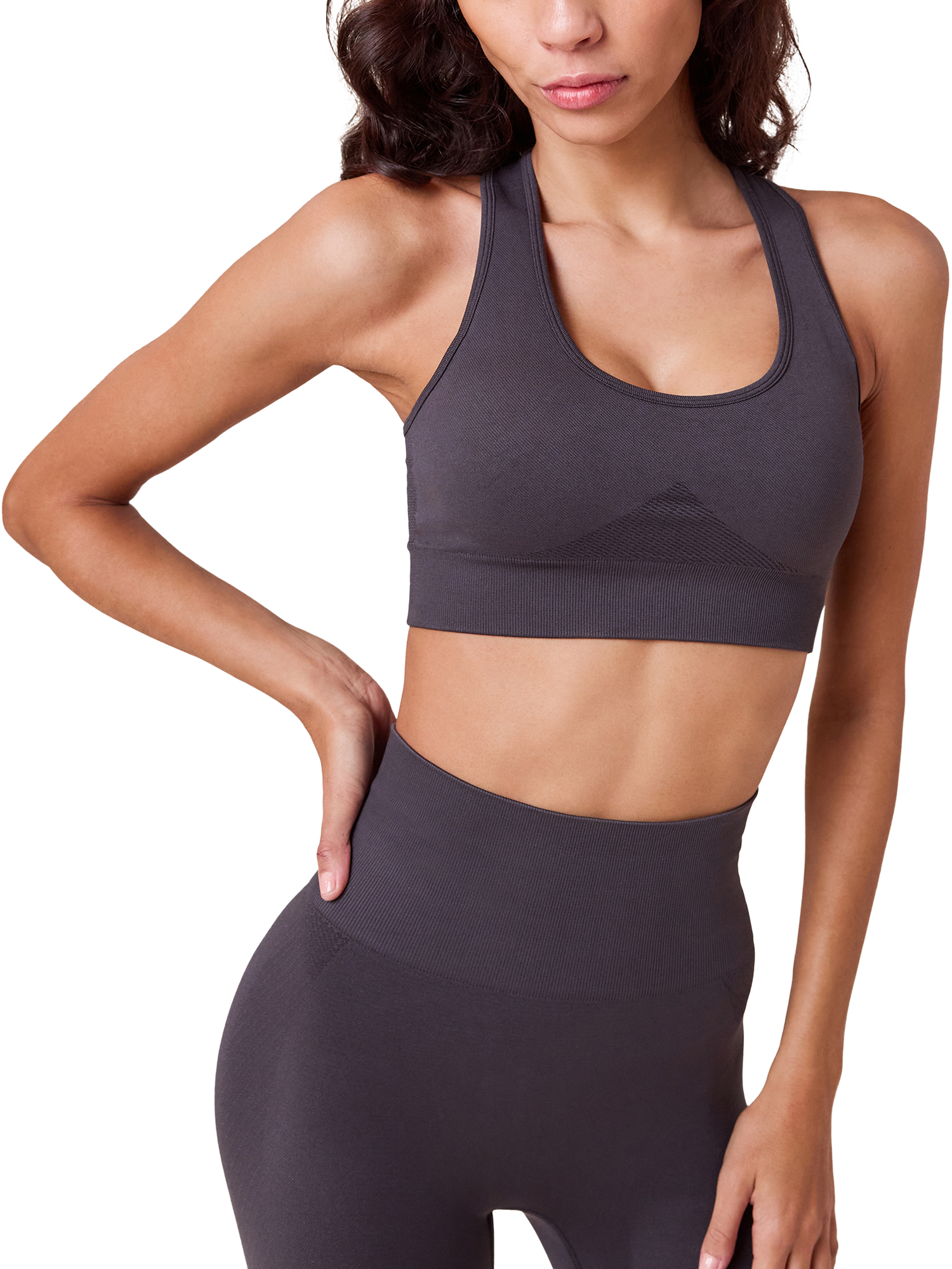 Product image 4 of 6, which shows Lovall Sculpt Seamless Sports Bra, Shadow, 16-18