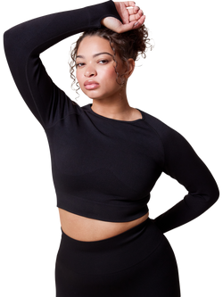 Lovall Sculpt Seamless Long Sleeve Top, Shadow, Black