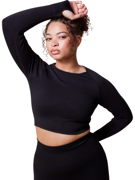 Lovall Sculpt Seamless Long Sleeve Top, Shadow, Black