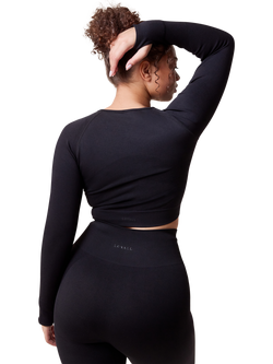 Lovall Sculpt Seamless Long Sleeve Top, Shadow - view 2, Black