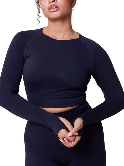 Lovall Sculpt Seamless Long Sleeve Top, Shadow, Deep Navy