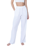 Lovall Linen Blend Wide Leg Trousers, White