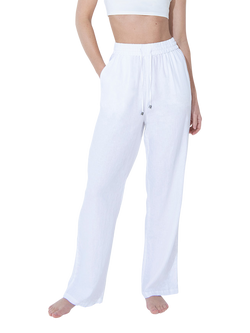 Lovall Linen Blend Wide Leg Trousers, White, White