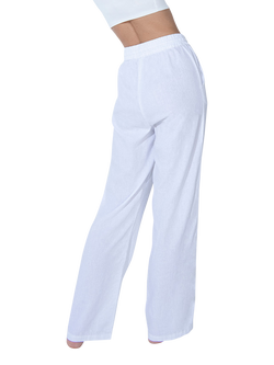 Lovall Linen Blend Wide Leg Trousers, White - view 2, White
