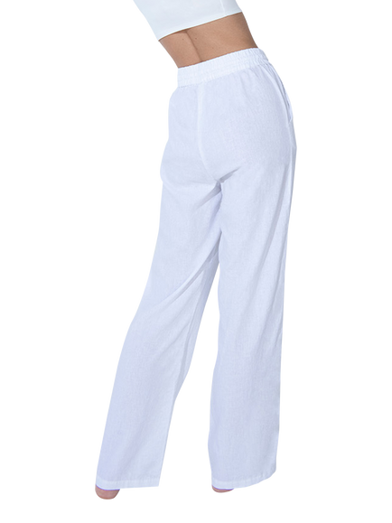 Lovall Linen Blend Wide Leg Trousers, White - view 2, White