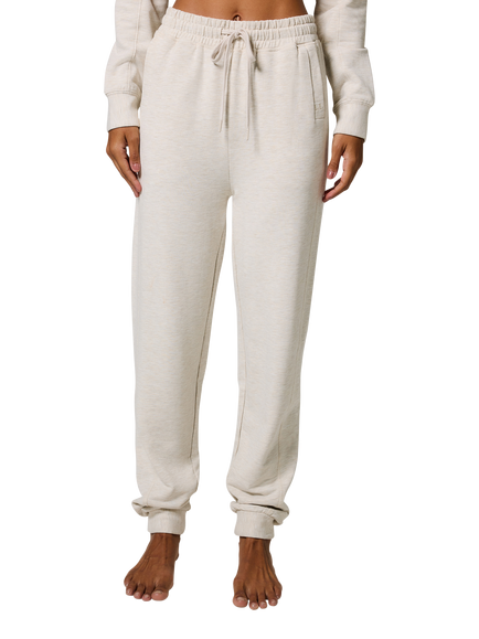 Lovall Luxe High Waist Lounge Joggers, Vanilla Marl