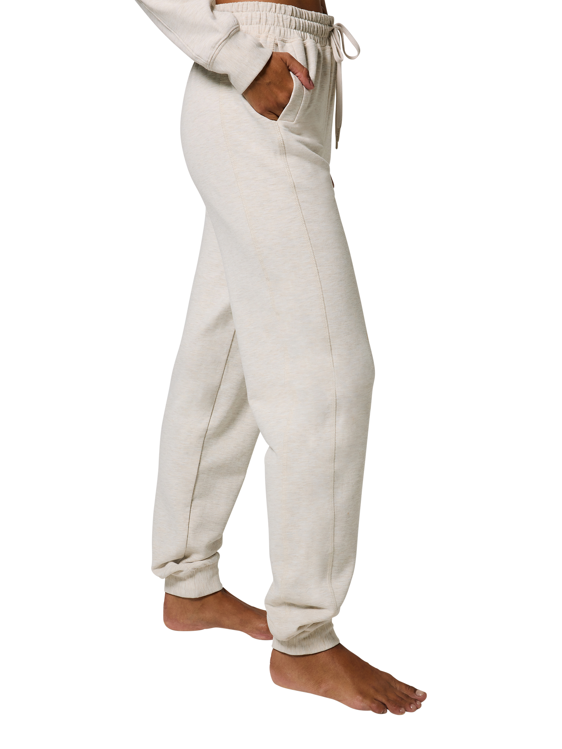 Product image 3 of 5, which shows Lovall Luxe High Waist Lounge Joggers, Vanilla Marl, 10