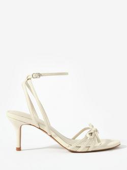Mint Velvet Bridie Cream Leather Strappy Bow Heels, Natural Stone