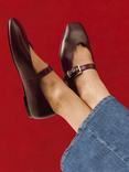 Mint Velvet Leather Ballet Flats, Burgundy