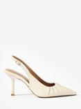 Mint Velvet Dot Cream Leather Ruched Slingback Heels