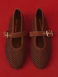 Mint Velvet Trixie Brown Mesh Ballet Flat Pumps