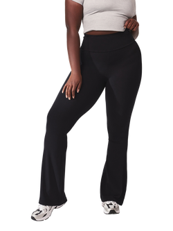 Lovall Petite High Waist Lightweight Flared Leggings, Black