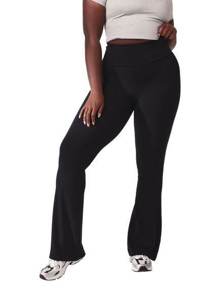 Lovall Petite High Waist Lightweight Flared Leggings, Black