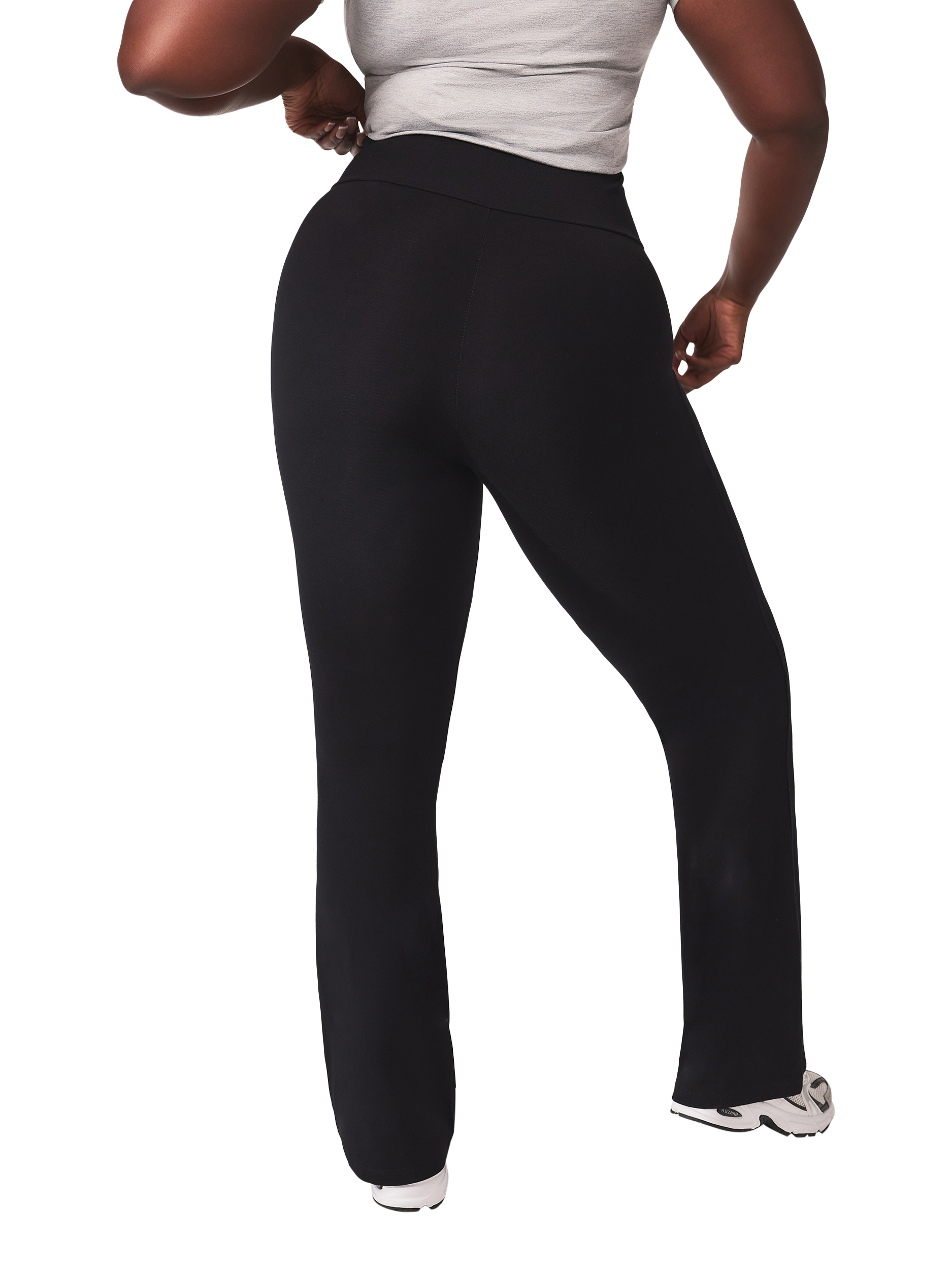 Product image 2 of 6, which shows Lovall Petite High Waist Lightweight Flared Leggings, Black, 6