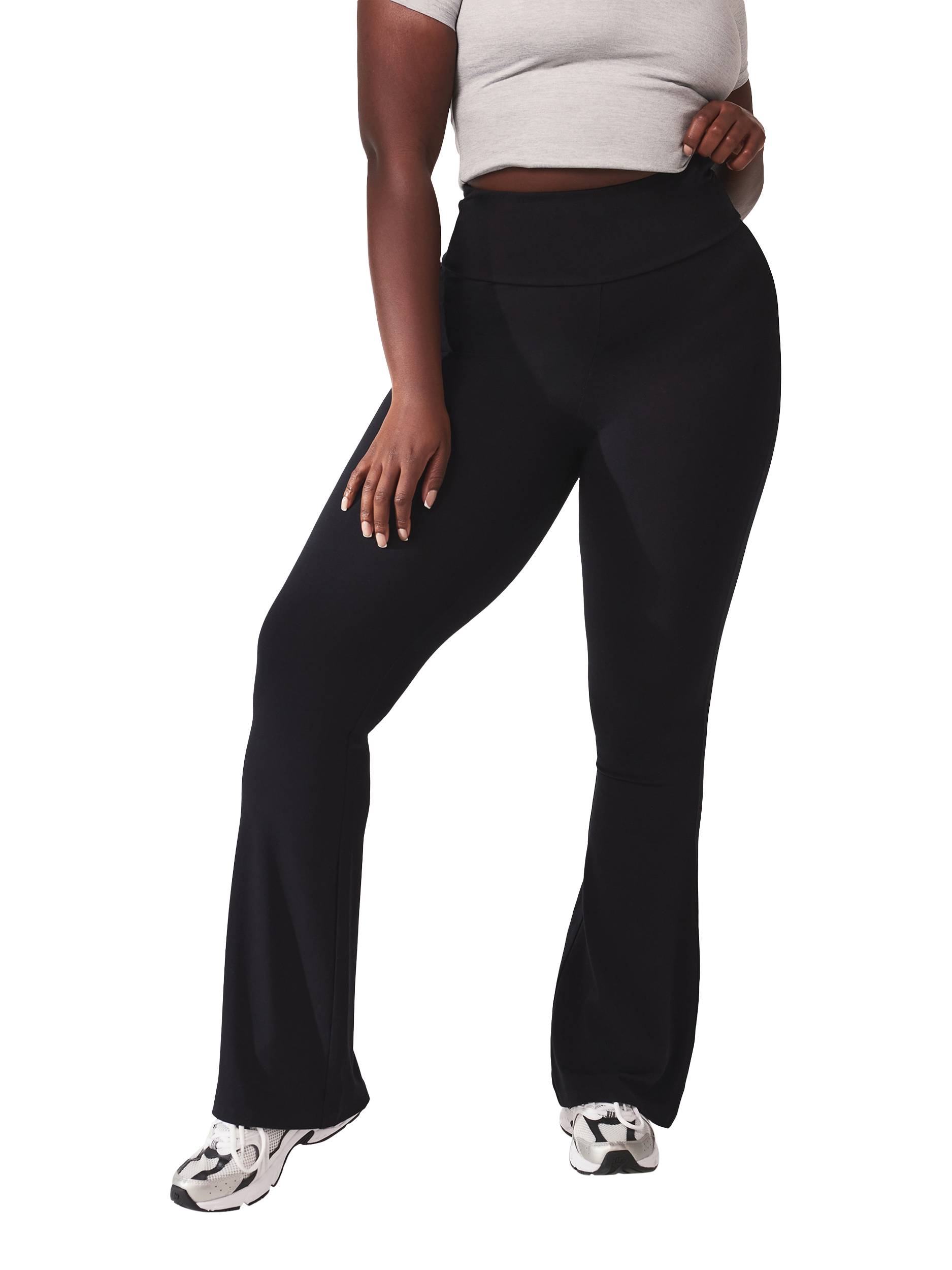 Product image 1 of 6, which shows Lovall Tall High Waist Lightweight Flared Leggings, Black, 6