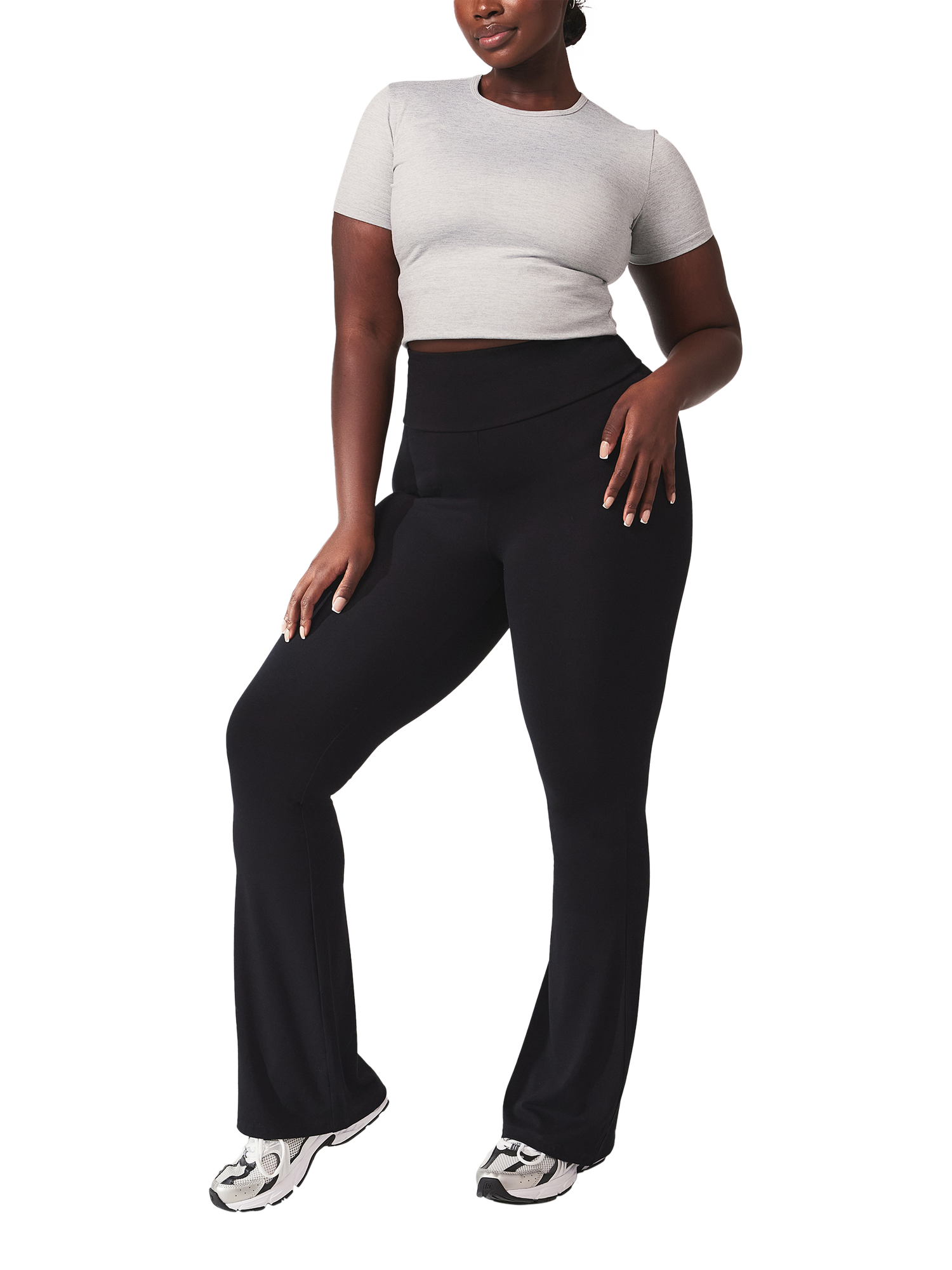 Product image 4 of 6, which shows Lovall Tall High Waist Lightweight Flared Leggings, Black, 6