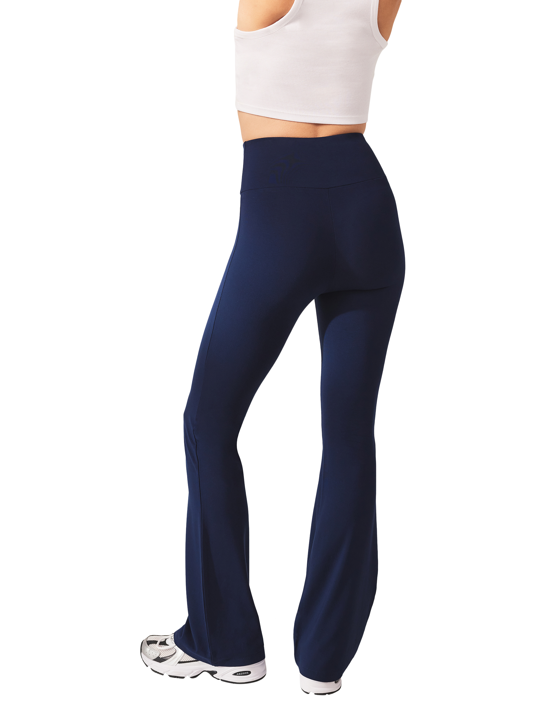 Product image 2 of 6, which shows Lovall Petite High Waist Lightweight Flared Leggings, Navy, 6