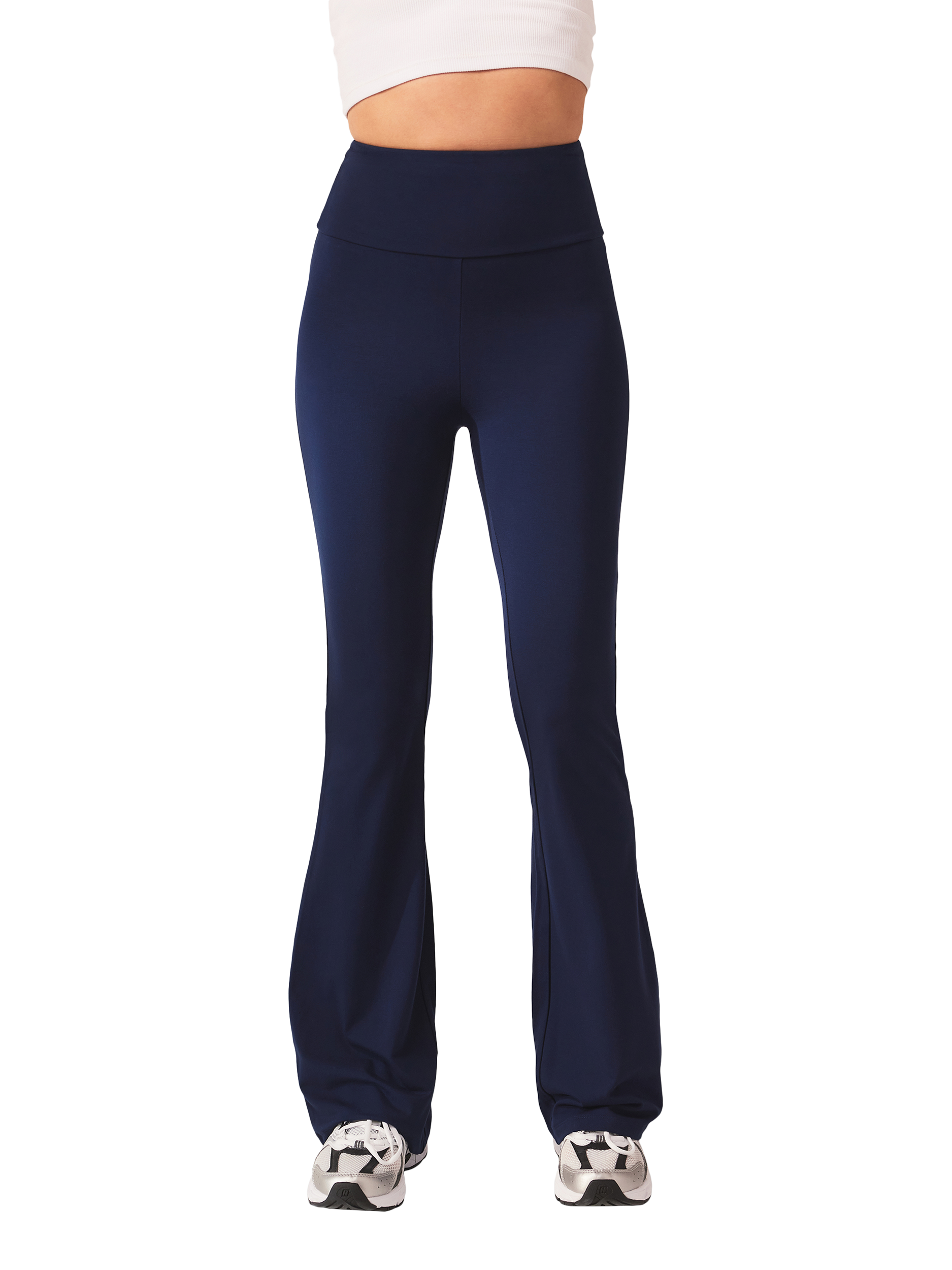 Product image 1 of 5, which shows Lovall Tall High Waist Lightweight Flared Leggings, Navy, 8