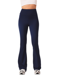 Lovall Tall High Waist Lightweight Flared Leggings, Navy