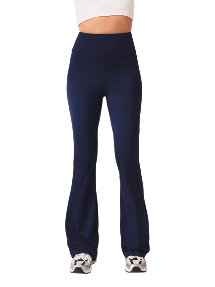 Lovall Tall High Waist Lightweight Flared Leggings, Navy